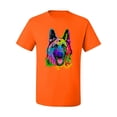 thumbnail image 2 of Wild Bobby, Colorful Happy German Shepherd Dog Animal Lover Men's Graphic T-Shirt, Orange, 4XL, 2 of 3