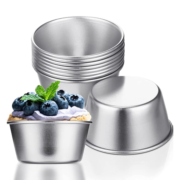 Reusable And Wear-Resistant Muffin Pans, Aluminium Muffin Baking Maker For Quick Release And Non-Stick Performance, Silver, 10 Pieces
