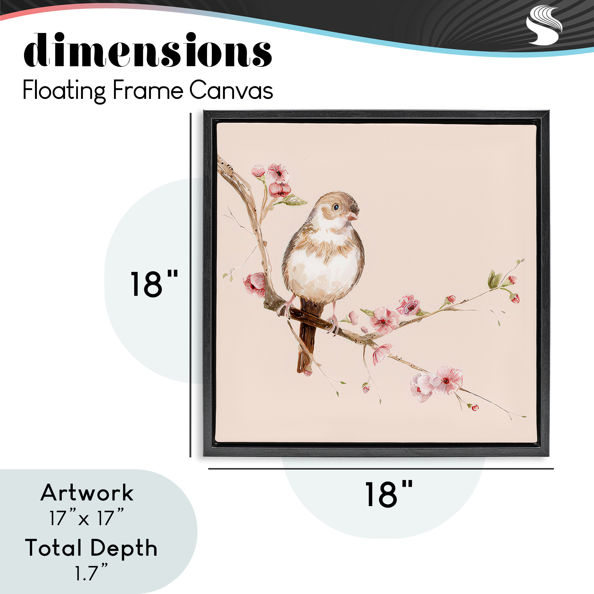 Sweetest Brown Bird Black Framed Floater Canvas Wall Art, design by Lisa Wehmeyer