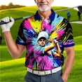 thumbnail image 6 of HOMYGIFTS Men’s Pop Art Neon Grunge Golf Polo – Graffiti Spray & Metallic Sunburst, 6 of 10