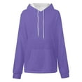 thumbnail image 5 of QUYUON Womens Hooded Sweatshirts Casual Long Sleeve Crew Neck Hoodies Pullover Tops Comfy Loose Fit Drawstring Sweatshirts with Pockets Solid Cute Tunic Sweatshirts Winter Shirts Purple XXL, 5 of 6