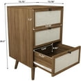 thumbnail image 3 of Rattan Nightstand Set of 2, End Table Rattan Bedside Table with Storage 3-Drawer Side Table with 3 Hand Made Rattan Decorated Drawers Wood Accent Table, Walnut 2 Pack, 3 of 5