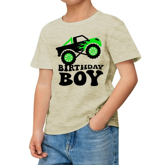 Tiijoy Toddler Boys Birthday Short Sleeve T-Shirt Letter Graphic Crew Neck Tshirt, Sizes 1-2