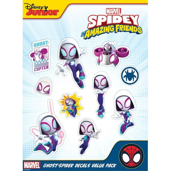 Marvel Spidey and His Amazing Friends Decals - Set of 10 Spider-Gwen Outdoor Rated Stickers for Car, Laptop, Computer, Water Bottle - Marvel Stickers for Kids and Adults