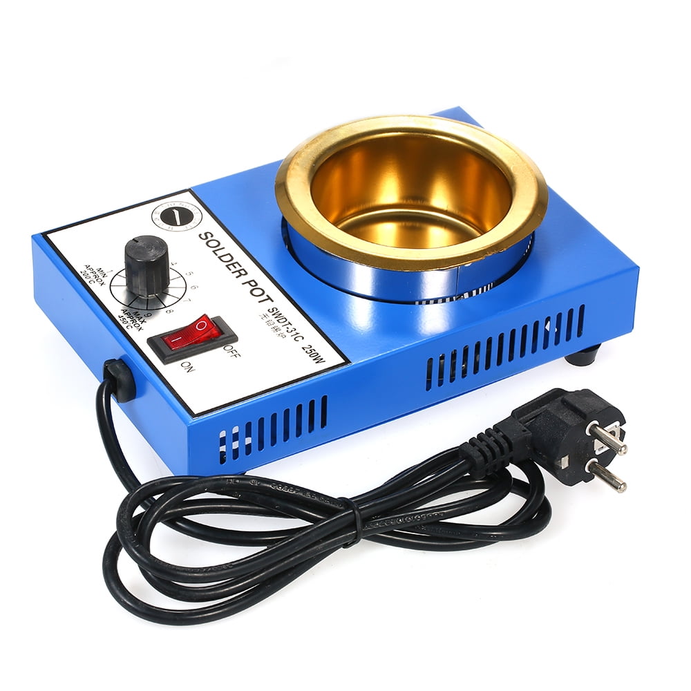 250W 80mm 800g Mini Free Soldering Pot Titanium Coating Stainless Steel