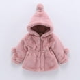 thumbnail image 2 of FRSASU Kids Clothing Clearance Toddler Girls Solid Color Thicken Plush Toddler KidsKeep Warm Winter Hoodie Hairball Thick Coat Cloak Pink 6-9 Months, 2 of 9