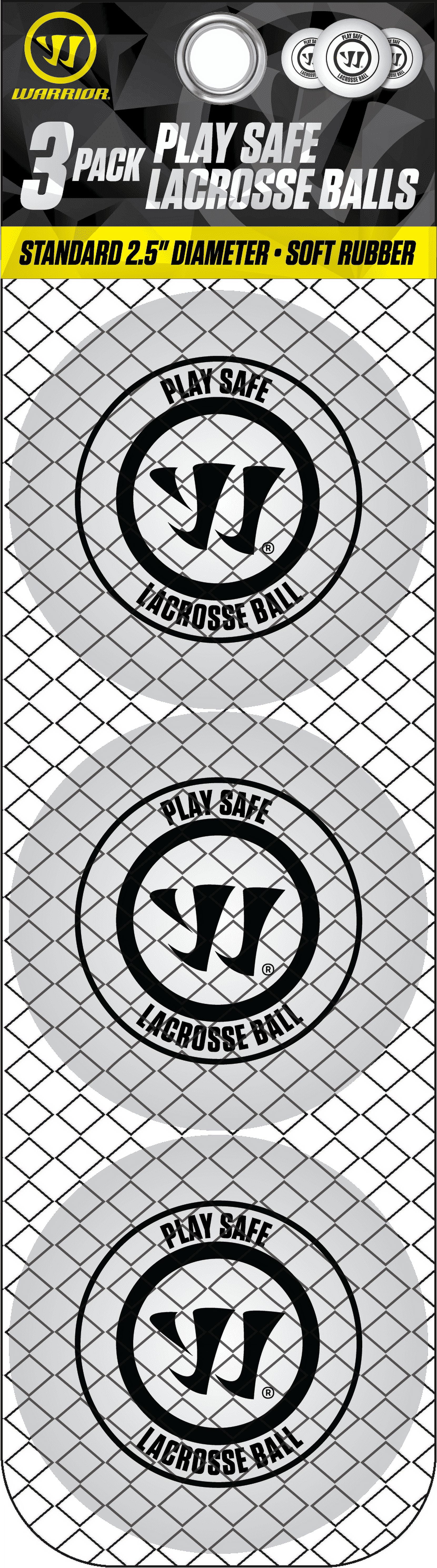 Warrior Lacrosse 3pk PlaySafe Balls - White - Rubber Recreational and Training Balls in Mesh Bag