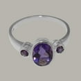thumbnail image 5 of LBG British Made 10k White Gold Natural Amethyst Womens Anniversary Ring - 33 size options - Size 10, 5 of 6