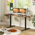 thumbnail image 2 of Costway 63 x 24 Inch Sit Stand Desk Height Adjustable Electric Standing Desk Brown, 2 of 10