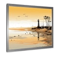 thumbnail image 2 of Designart "Sunset Beacon at the Lighthouse I" Coastal Framed Wall Art Decor - Coastal Yellow Coastal Sunset Entryway Framed Wall Art, 2 of 6