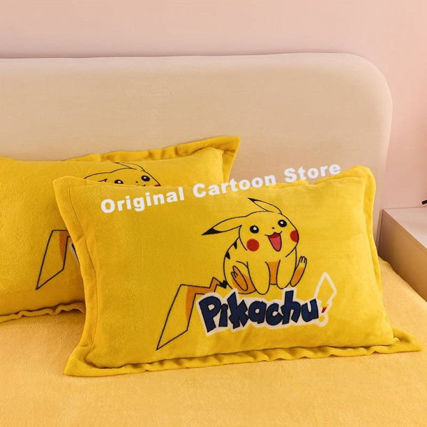 Hello Kitty Sanrio Kuromi funda de almohada de franela de dibujos animados funda de almohada de lana Coral Linda funda de almohada de Pikachu Tinkerbell regalo para niños