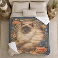 thumbnail image 4 of YShenghong Long Haired Cat Within An Ornate Floral Frame Printed Flannel Blanket, 4 of 7