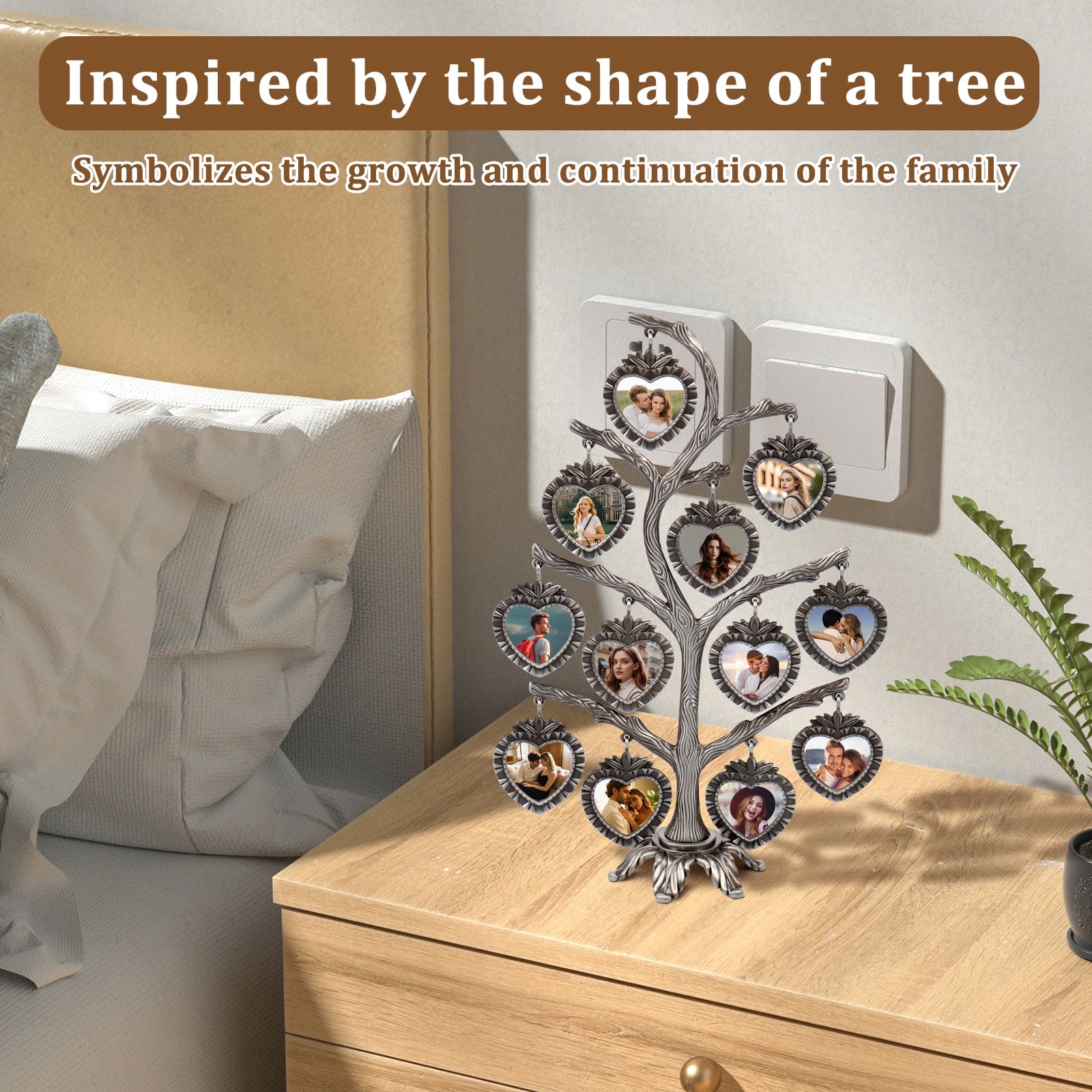 Keyohome Photo Frame Family Tree Metal Family Tree Photo Frame Tree Shape Display Rich Multi Picture Frame Tree Free Combination Photo Picture Tree Displays for Home Wedding Decor