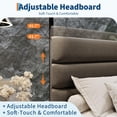 thumbnail image 4 of BouPower King/Queen/Full Platform Bed Frame with Adjustable Linen Upholstered Headboard - Heavy Duty Quiet Sturdy Wood Slat Support, No Box Spring Needed, Easy Assembly Dark Grey Modern Bed, 4 of 8
