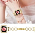 thumbnail image 2 of Dwitch Apple Watch Series 3/2/1 Band & Case,Bling Diamond Jewelry Metal Strap Band with 1 Pack Tempered Glass Screen Protector Cover Women Girl Bracelet Wristbands for iWatch 38mm,Gold, 2 of 7