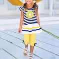 thumbnail image 2 of Kaprioy Girls Summer Outfits Girl Flower Graphic Striped T-Shirt Top Shirts Capri Legging Pants Clothing Set, 2 of 8