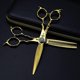 thumbnail image 1 of Tijeras de peluquería japonesas 440C doradas de 15 cm (6 pulgadas) ultra afiladas, tijeras profesionales de barbero con estuche., 1 of 5