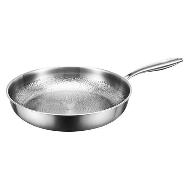 Sartén de titanio puro CLLC, sartenes 100% de titanio para cocinar antiadherentes, sartén profesional martillada de acero inoxidable con tapa, sartén antiadherente sin revestimiento para uso doméstic