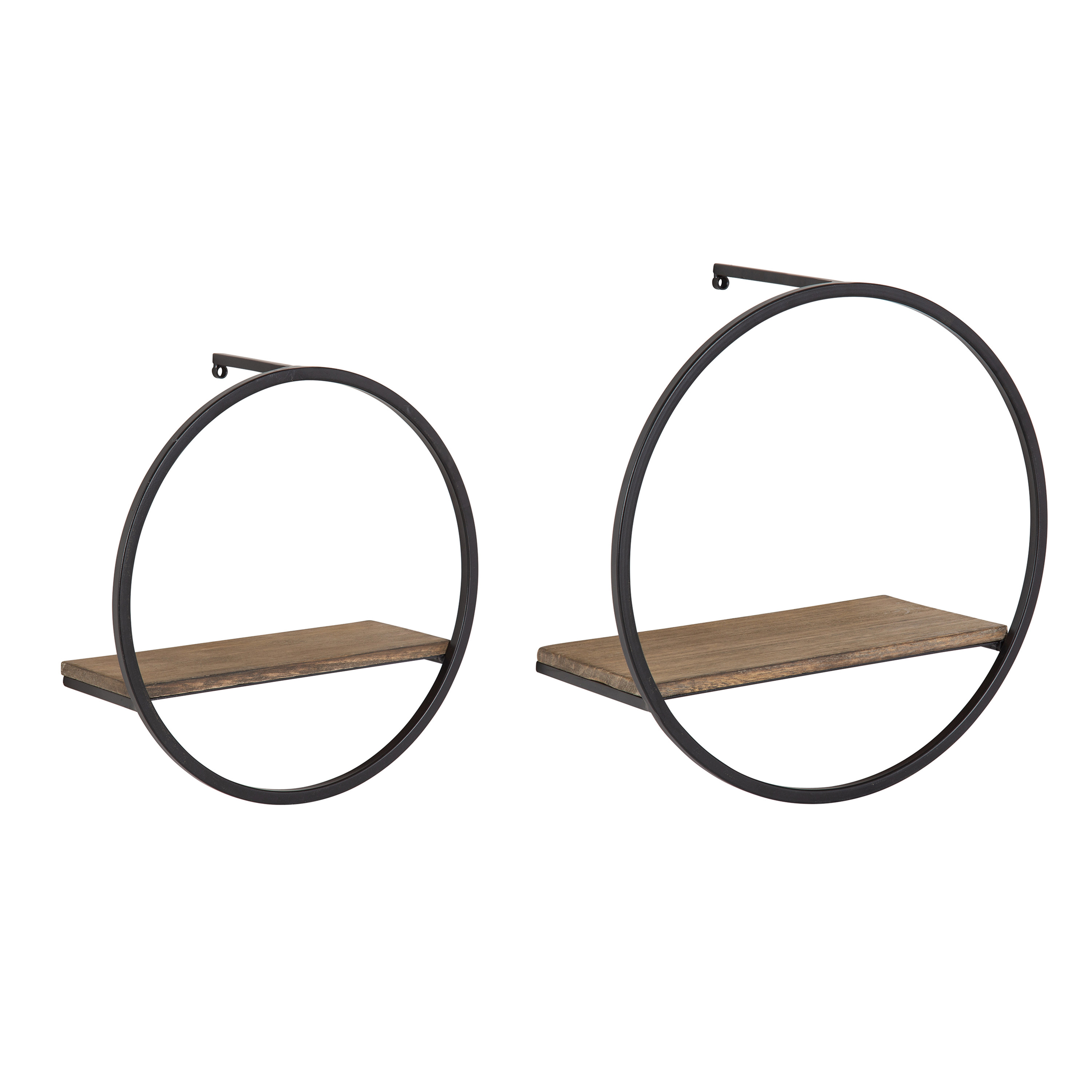 Kate and Laurel Wicks Round Floating Wall Shelf, Natural 2 Piece
