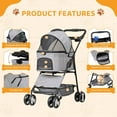 thumbnail image 5 of Pet Stroller 3-in-1 Foldable Dog  Jogger with 4 Wheels, Detachable Basket Cup Holder Travel  for Small Medium Pets Gray, 5 of 8