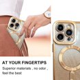 thumbnail image 5 of Compatible with iPhone 14 Pro Max Magnetic Glitter Case,Cute Plating Bling Phone Case Compatible with MagSafe for Women Girls Camera Protector Back Cover for iPhone 14 Pro Max 6.7'' Gold, 5 of 16