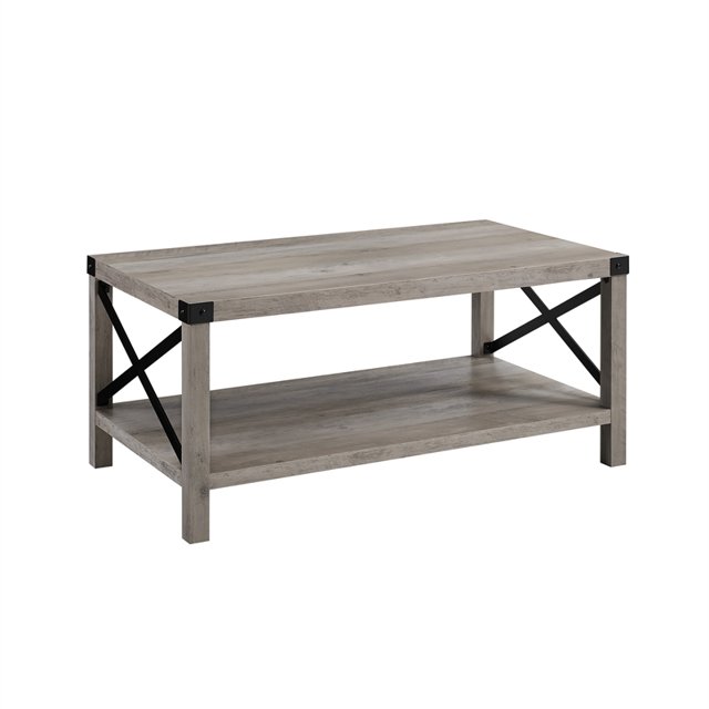 Pemberly Row Table Basse en Métal de 40 Pouces en Gris Lavé et Noir