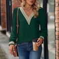 thumbnail image 6 of cfhntfmh Dressy Casual Shirts for Women Trendy Lace V Neck Basic Blouses Comfy Long Sleeve Embroidery Going out Tops, 6 of 6