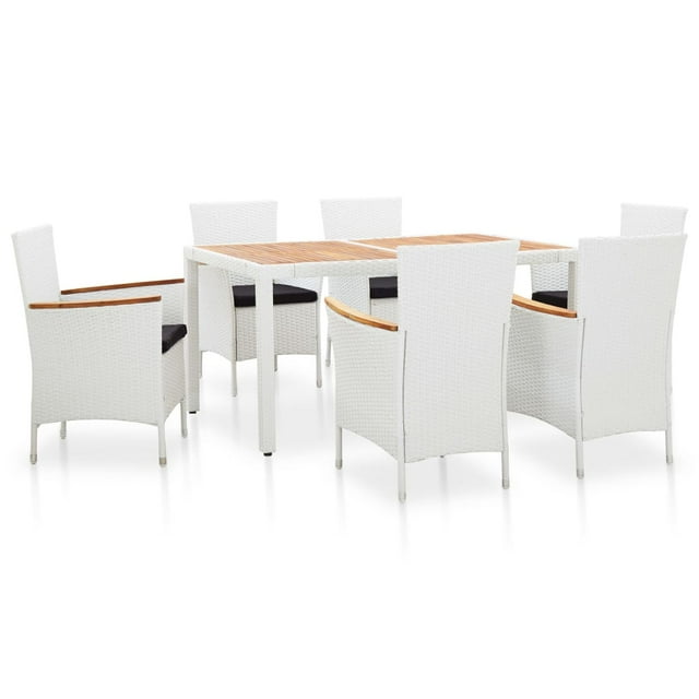 vidaXL Ensemble de Salle à Manger de Patio Table et Chaises en Rotin Poly Blanc