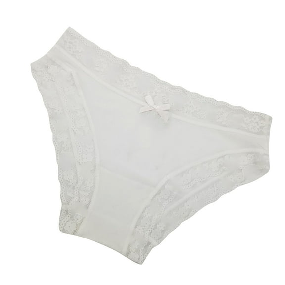Lace Edge Bow Briefs for Women Low Waist Butt Lifting Bellly Lift Underpants Solid Color Underpanties Breathable Bikini Panties
