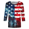 thumbnail image 3 of Favoffer Women Graphic Tees 3/4 Sleeve Round Neck Independence Day Print Loose Casual Tops Boho Blouses Holiday Festival Outdoor Leisure, 3 of 4