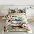 thumbnail image 3 of Castle Fairy Girls Vintage Teacup 2pcs Bedding Comforter Set,Pink Flower Twin Comforter Sets,Rustic Romantic Breathable Bedding Set,Breathable Home Decor, 3 of 8