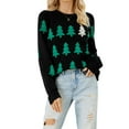 thumbnail image 2 of Women'S Ugly Funny Christmas Sweaters Long Sleeve Knit Pullover Sweater Cute Reindeer Tree Snowflake Sweater Black M, 2 of 10