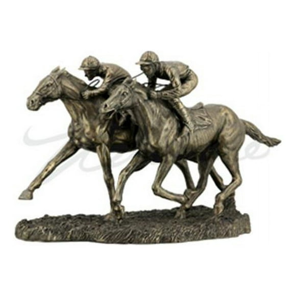 Véronèse Design WU67514B1 Deux Jockeys Cheval Course Figurine Coulée à Froid - Bronze
