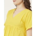 thumbnail image 5 of Moomaya Women Printed Short Sleeves Cotton Top, V Neck Long Length Flared Summer Tunic Top, 5 of 8