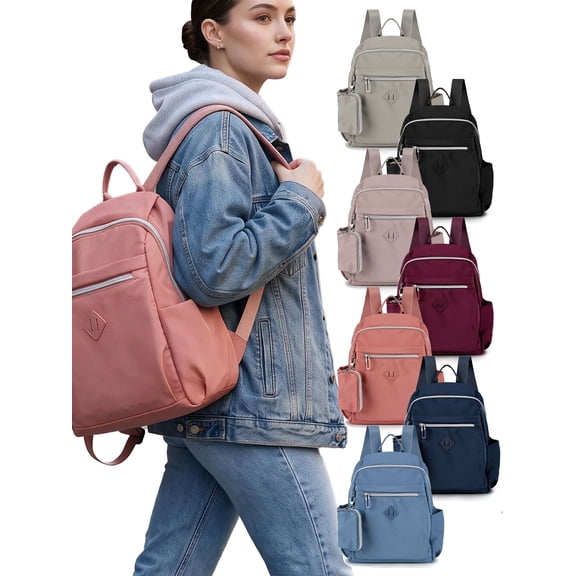 Deago Small Nylon Backpack Waterproof Mini Casual Lightweight Daypack Travel Bag for Women (Blue)
