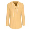 thumbnail image 5 of UTSJKR Hoodies for Women Long Sleeve Eyelet Tops Button Casual Loose Fit Shirts Fashion Lightweight Pullover Yellow M, 5 of 6