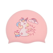 Unique Bargains 1 Pc Silicone Rainbow Horses Swim Cap Light Pink