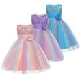 thumbnail image 3 of LYMAYTER Kids Baby Girls Princess Dresses Toddler Tulle Sleeveless Party Gown Girls Flower Bridesmaid Dress for 3-10 Years, 3 of 9