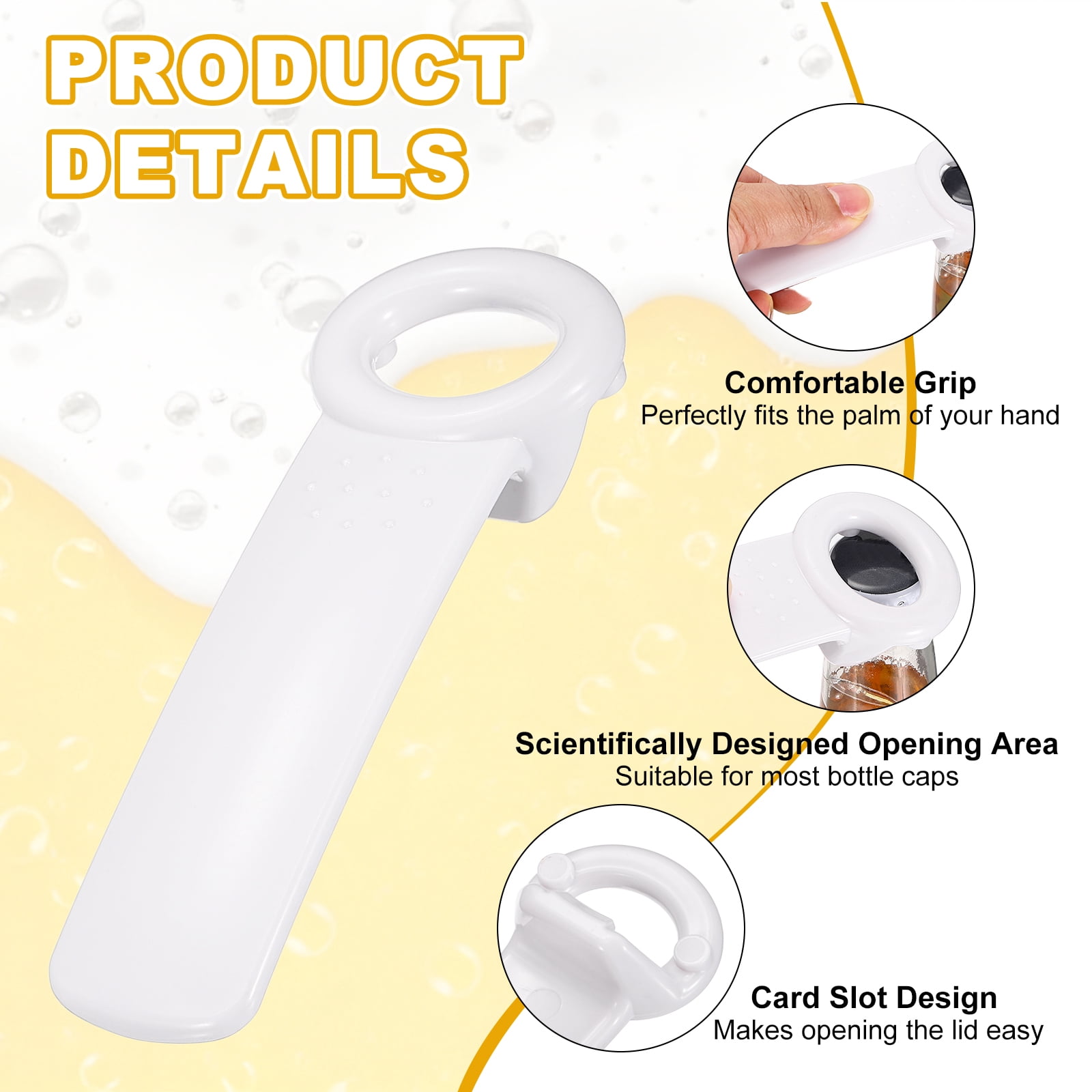 Uxcell 12 Pcs Jar Key Lid Opener, Plastic Jar Lid Opener Easy Grip Multifunctional Durable Can Open Tool for Elderly Seniors Women Weak Hands Easy-use by Anyone, White