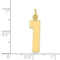 thumbnail image 4 of Auriga 14K Yellow Gold Large Polished Number 1 Charm for Women (Length - 20.88 mm, Width - 6.62 mm), 4 of 6
