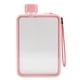 thumbnail image 1 of Botella de agua plana de plástico a prueba de fugas, transparente, cuadrada, portátil, tamaño A5, 380 ml, color rosa, 1 of 14