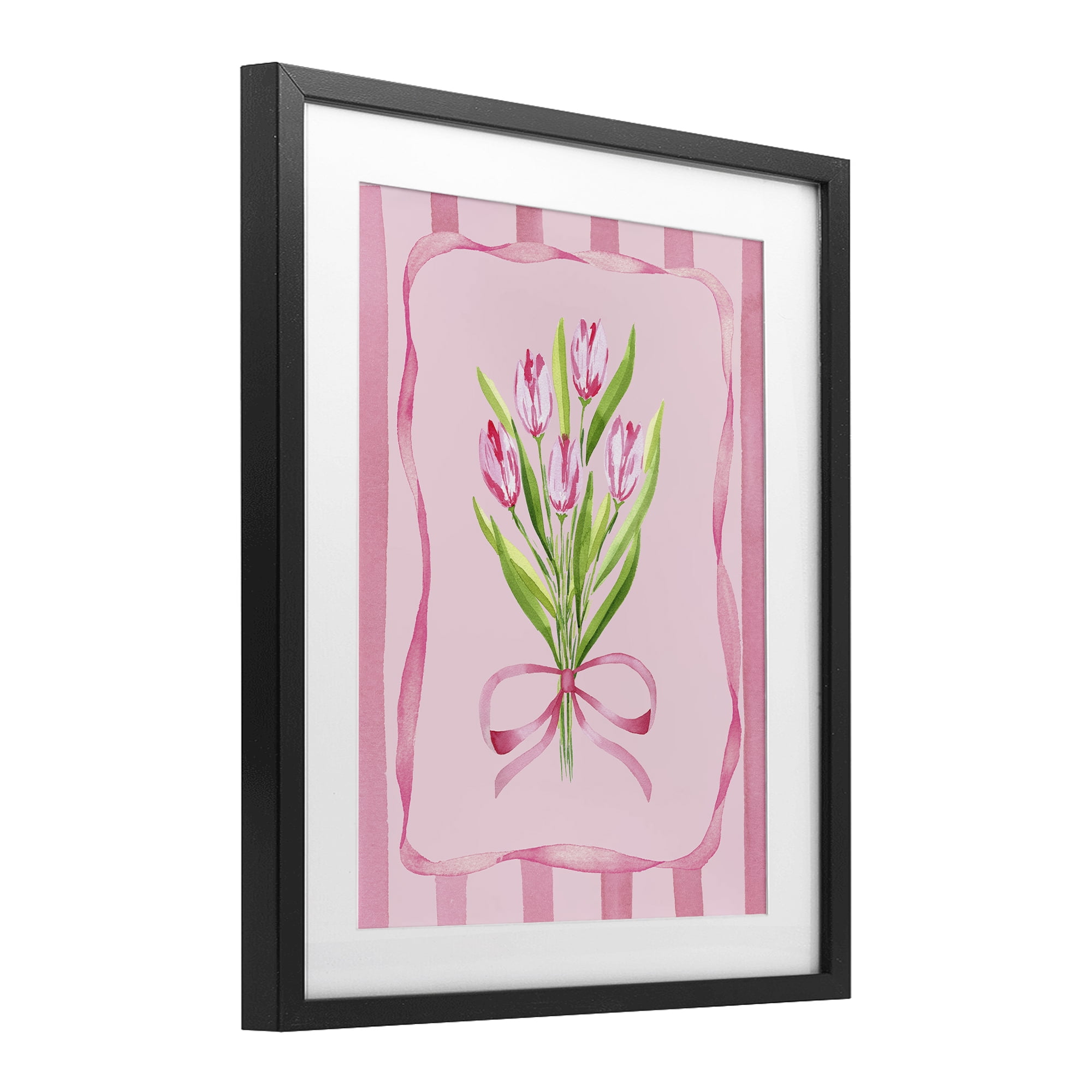 Pretty And Sweet Tulips Black Framed Print Under Glass, design by Nina Jacobs