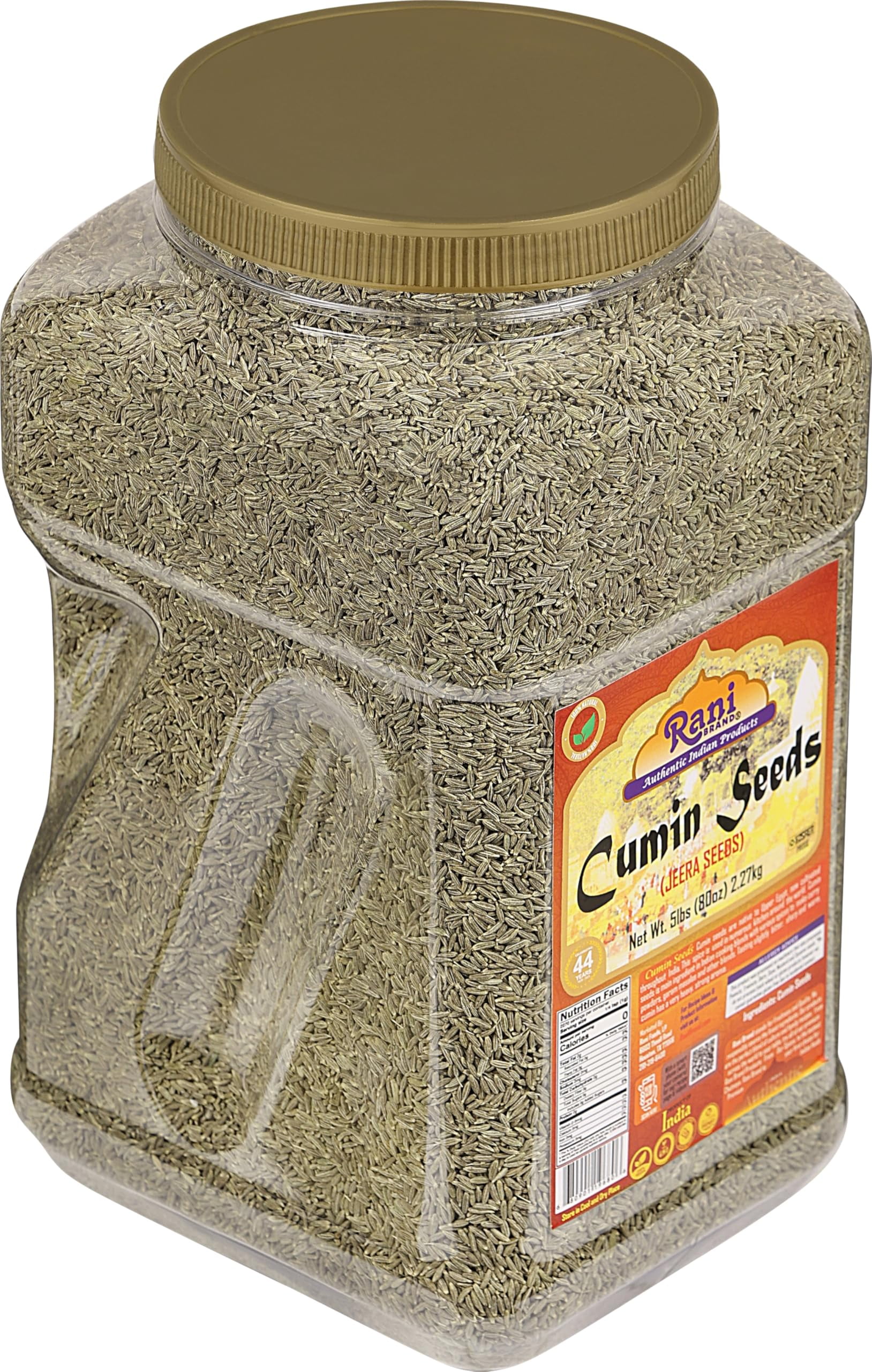 Rani Cumin Seeds Whole (Jeera) Spice 80oz (5lbs) 2.27kg Bulk PET Jar ~ All Natural | Gluten Friendly | NON-GMO | Vegan | Indian Origin