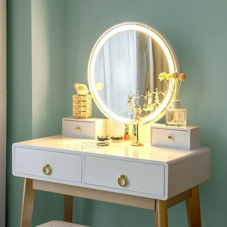 Costway Makeup Vanity Table Set 3 Color Lighting Modes Jewelry Divider Dressing Canada Costway Makeup Vanity Table Set 3 Color, Vanity Table With Mirror Canada
