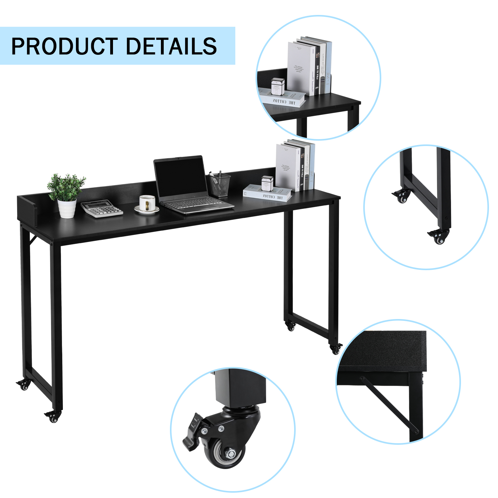 Pirecart 70.8'' Mobile Overbed Table, Rolling Laptop Cart for Queen ...