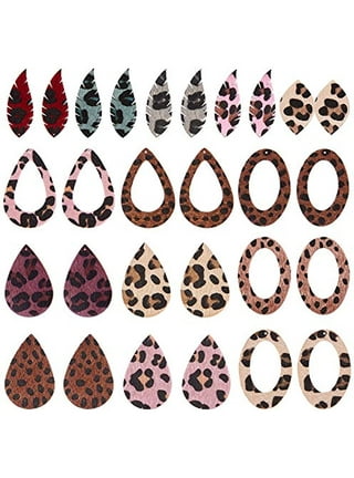 40Pcs 5 Style Leather Teardrop Drop Dangle Earring Making Charms Pendants  with Hole 1mm 1.5mm for DIY Dangle Leather Earring Jewelry Making Accessory  
