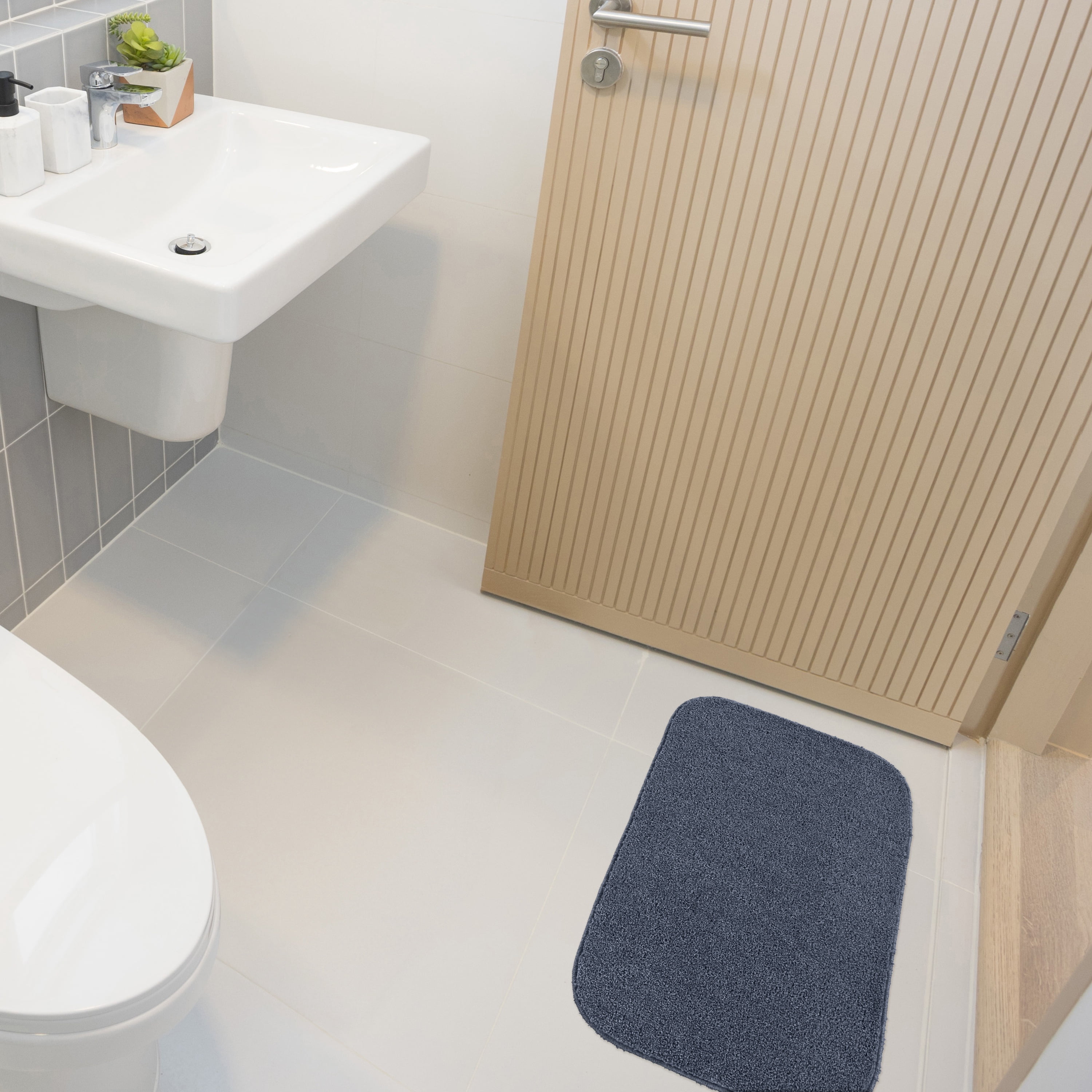 Garland Rug Gramercy Washable Polypropylene Slate Blue Bath Rug, 20" x 34"