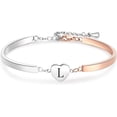 thumbnail image 1 of HSHDLDF Rose Gold Heart Initial Letter Bracelets Engraved Alphabet 26 Letters Charms Cuff Bracelet Stainless Steel Expandable Personalized Name Jewelry, 1 of 6
