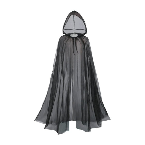 Disfraz de Halloween Yinane capa con capucha para adultos negro