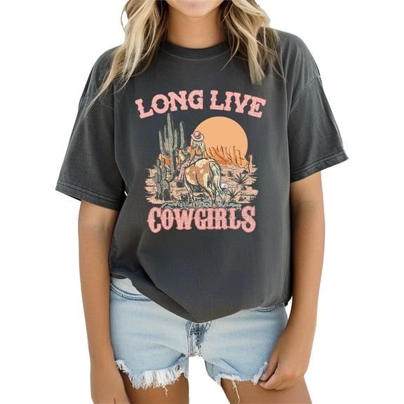 Long Live Cowgirls Shirt for Women and Teens Country Girl Western Style Tee Pepper Shirt Adult Large